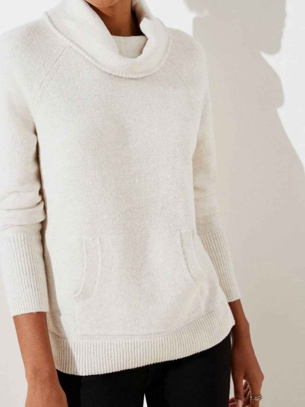 LOFT Oatmeal Cream Cowl Neck Sweater